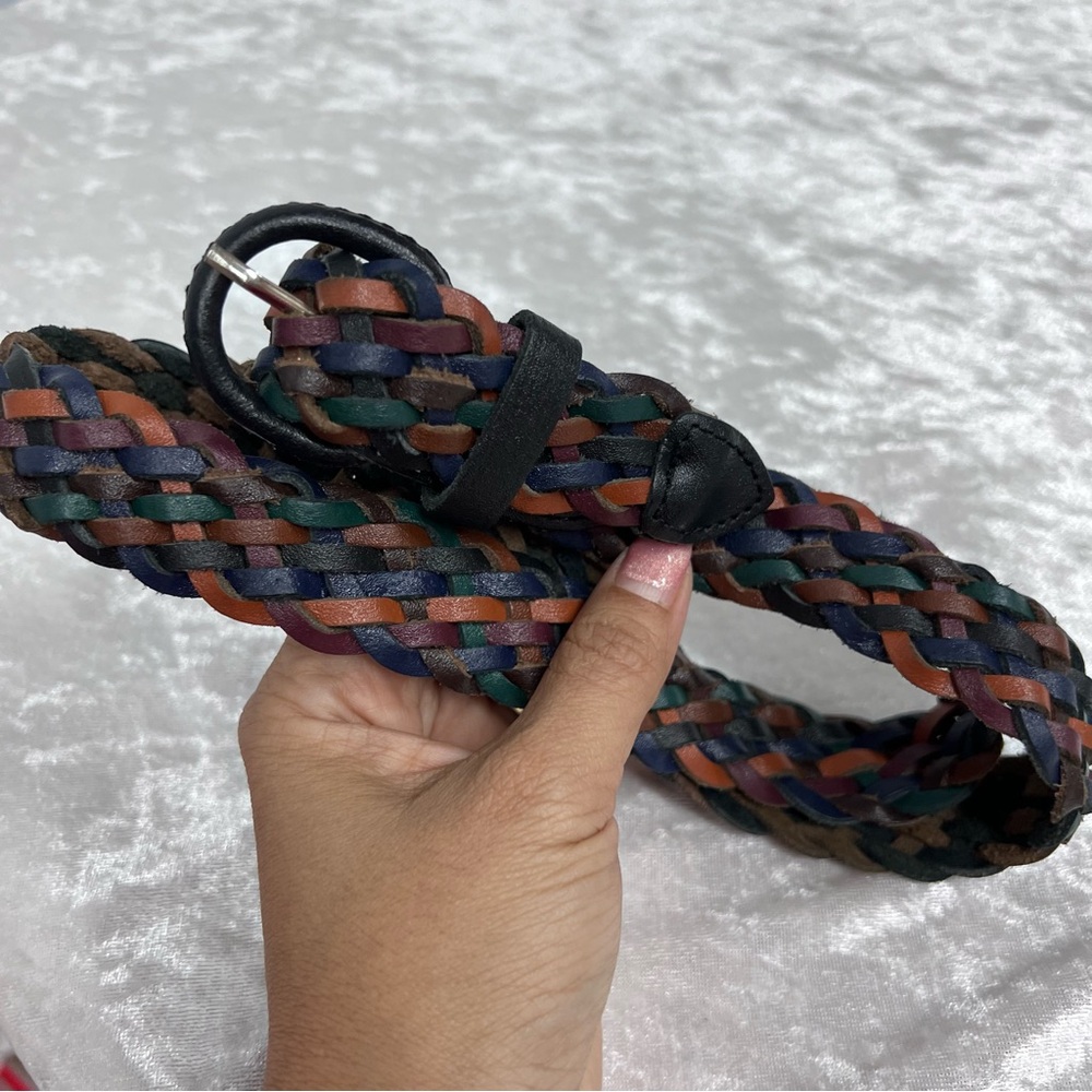 Multicolor Braided Women's Argentina Belt Genuine leather L 80’s 90’s